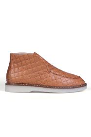 Orange Color Quilted Genuine Leather Daily Women's Boots