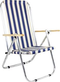 Lounger / beach chair white and navy blue 150 kg