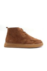 Tan Genuine Suede Leather Comfort Daily Lace-Up Women's Boots