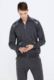 Pocket and zipper men tracksuit set - anthracite