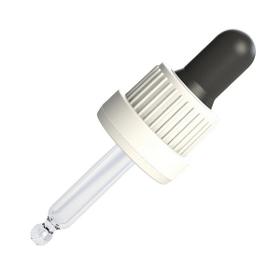 Assembled Dropper Evening 10 ml - Black Teat,White PP Collar