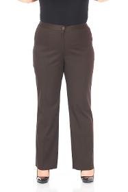 Large Size Brown Elastic Waist Flowy Trousers