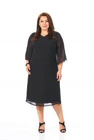 Plus Size Black Color Chiffon Dress