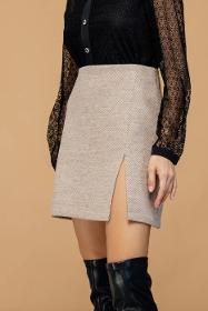 Beige A-Line Midi Skirt