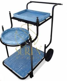 Blue Distress Industrial Trolley