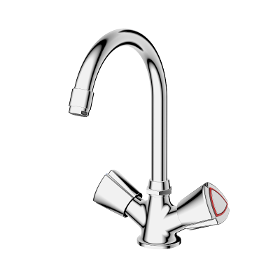 Traditional sink mixer with movable spout