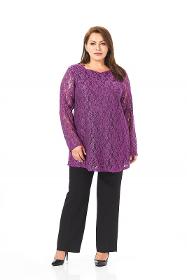 Large Size Fuchsia Colored Lycra Lace Tunic