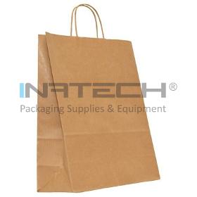 Paper Bags With Twisted Handle, White/Natural