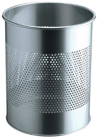 Waste basket metal 15L round with perforation 165mm, DURABLE