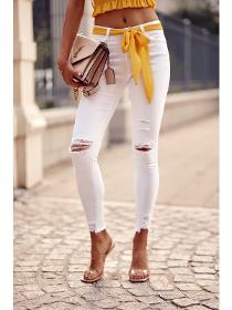 White denim jeans with holes 68060