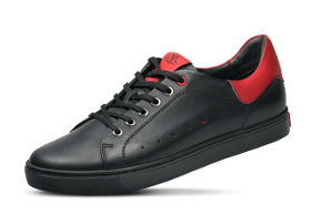 Men's sports shoes in black with red elements