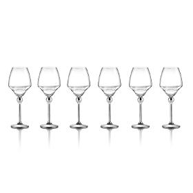 Magic Harmony Crystal & Stainless Steel White Wine Glasses, 6 pcs