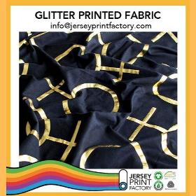 Glitter gold silver printed fabric