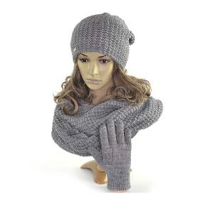 Women's winter set hat scarf gloves gray