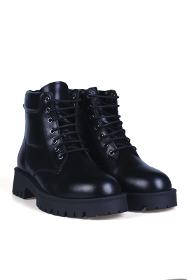 Black Genuine Leather Daily Women's Boots