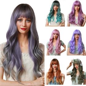 Fashion Holiday Bangs Big Wave Purple Wig Hair Piece