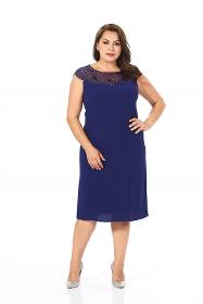 Plus Size Purple Color Collar Sequin Detailed Crepe Dress