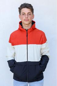 Men's Color Block Pullover,Hooded,Casual Jacket,Repels Water