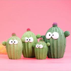 Custom resin big eyes cartoon cactus kids coin bank