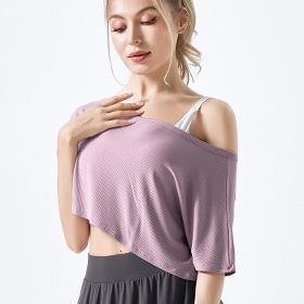 Women Casual Short Sleeve Off-The-Shoulder Crop T-Shirt