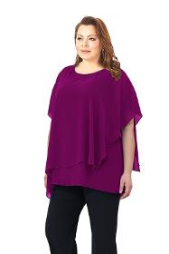 Plus Size Dark Fuchsia Colored Loose Chiffon Blouse