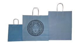 Blue set of kraft paper bags