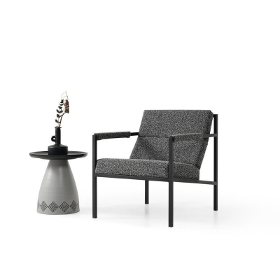 Armchair Upholstered Armchair with Metal Frame Black