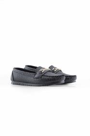 Black women's loafer shoes with accessories