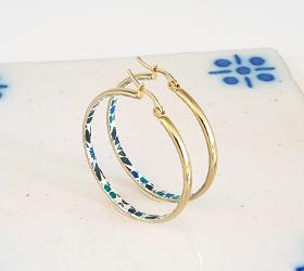 BLUSH - GOLD HOOP MOROCCAN TILE EARRINGS