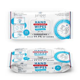 Juniper Clean Hand Sanitizing Wet Wipes with 72% Alcohol