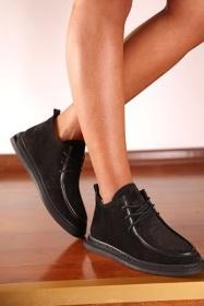 Black Suede Genuine Leather Comfort Daily Women's Boots