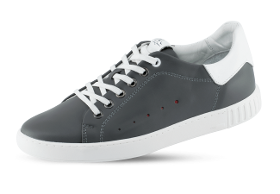 Dark gray sports shoes for men with white elements