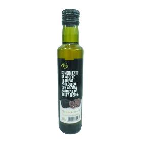 Extra virgin olive oil condiment with natural black truffle 