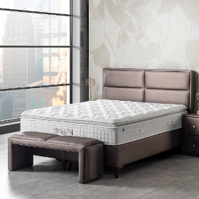 Moln London box spring bed set with mattress and bed boxes, bedroom set