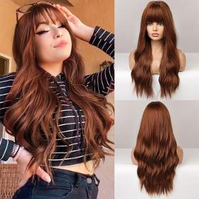 Women Fashion Anime Cosplay Air Bangs Long Curly Hair Piece 