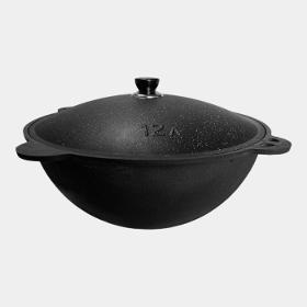 Cast iron cauldron with a lid, 12 liters