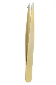 Excellent tweezers 9.5 cm, golden, slanted