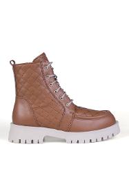 Tan Quilted Leather Daily Genuine Leather Boots Women's Boots