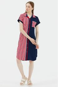 New Season Striped Shirt Dress