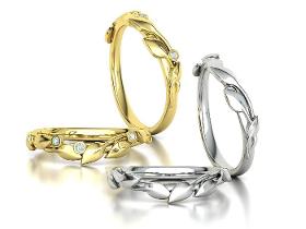 Leaves Wedding Band Stackable Ring 