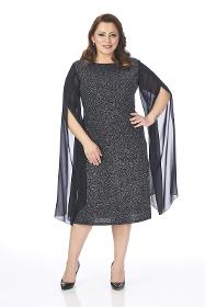 Plus Size Smoked Colored Lycra Glittery Short Dress