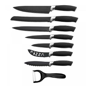 Royalty Line RL-BLK7-W: 7 Pieces Non-Stick Coating Knives Set w/ Peeler-Black