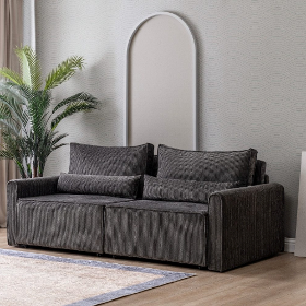 Seater sofa bed with sleeping function and storage space 215x110 cm with cushion