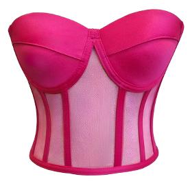 Fuchsia Transparent Tie-Up Corset Bustier