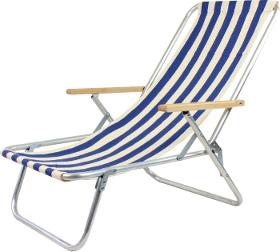 Beach chair single-position white and navy 120KG