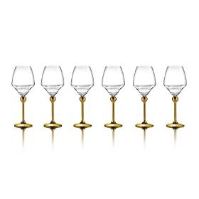 Magic Harmony Crystal & Gold Coated Steel White Wine Glasses, 6 pcs