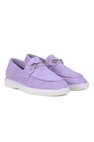 Lilac Suede Studded Comfort Women's Loafer Shoes