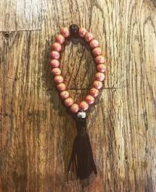 Buddhist Mala Bracelet 27 Orange Howlite