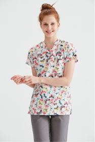 Elastane Blouse Patterned Scrub Top Only - MedicalWear