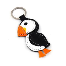 Puffin Bird Leather Keychain Handmade